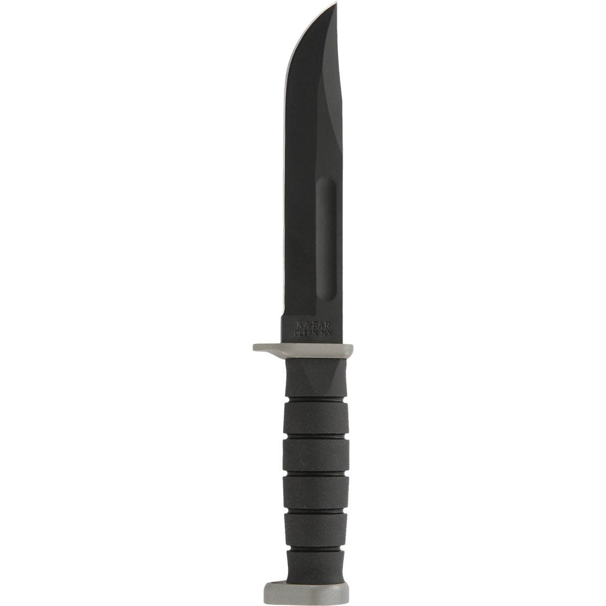 KA - BAR 7" Fixed Blade D2 Extreme Clip Point Straight Edge Knife w/ Sheath - Black - Forza Sports
