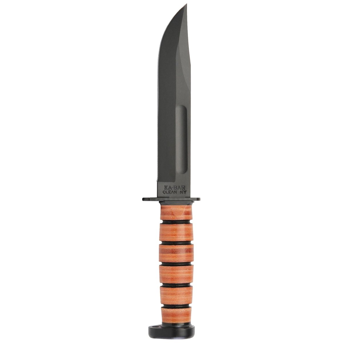 KA - BAR 7" Straight Edge Fixed Blade Dog's Head Utility Knife w/ Sheath - Brown - Forza Sports