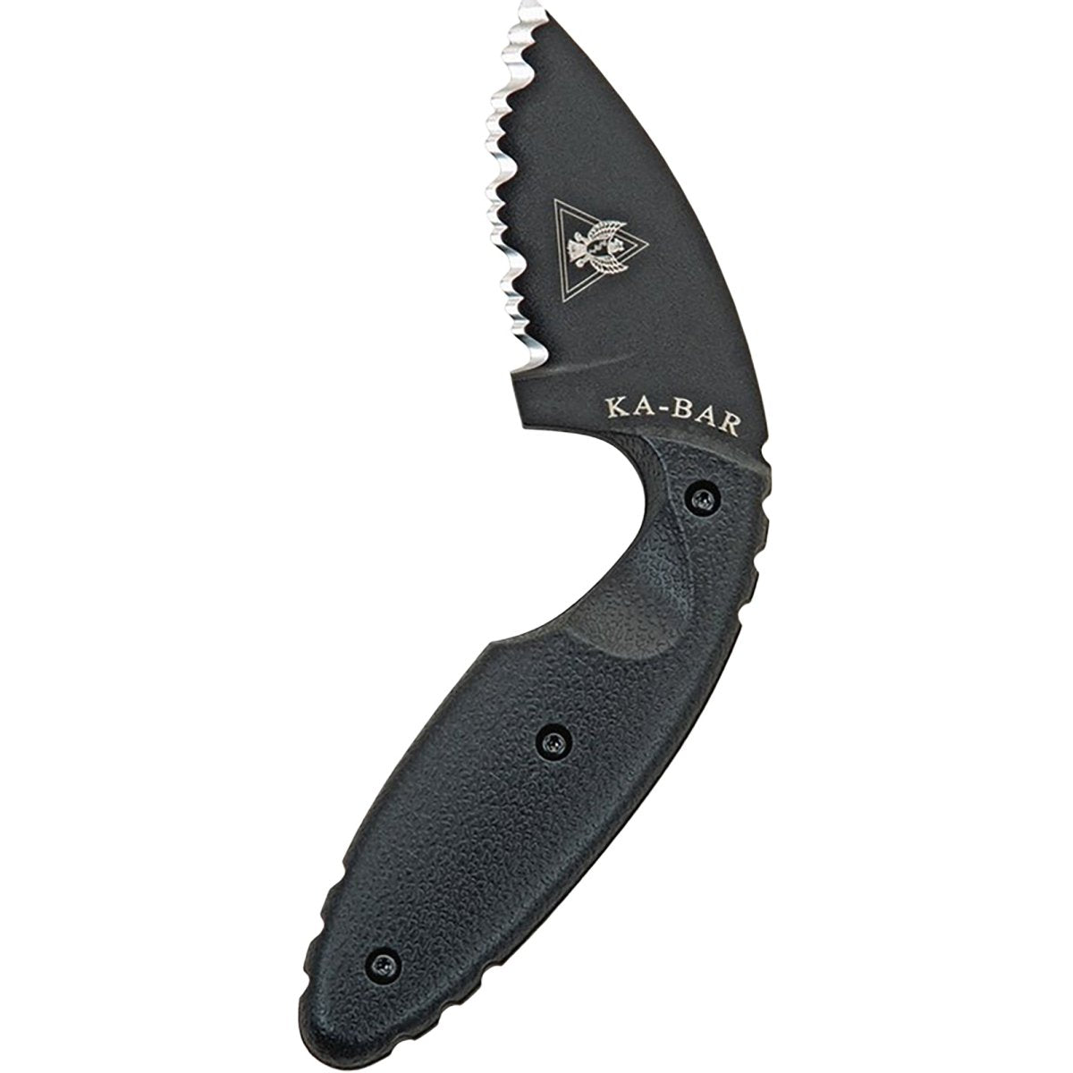KA - BAR 2.313" Fixed Blade Original TDI Serrated Knife w/ Sheath and Clip - Black - Forza Sports