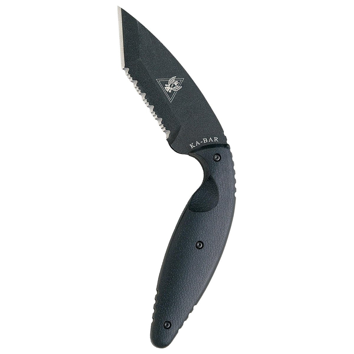 KA - BAR 3.688" Fixed Blade Large TDI Tanto Serrated Knife w/ Sheath - Black - Forza Sports