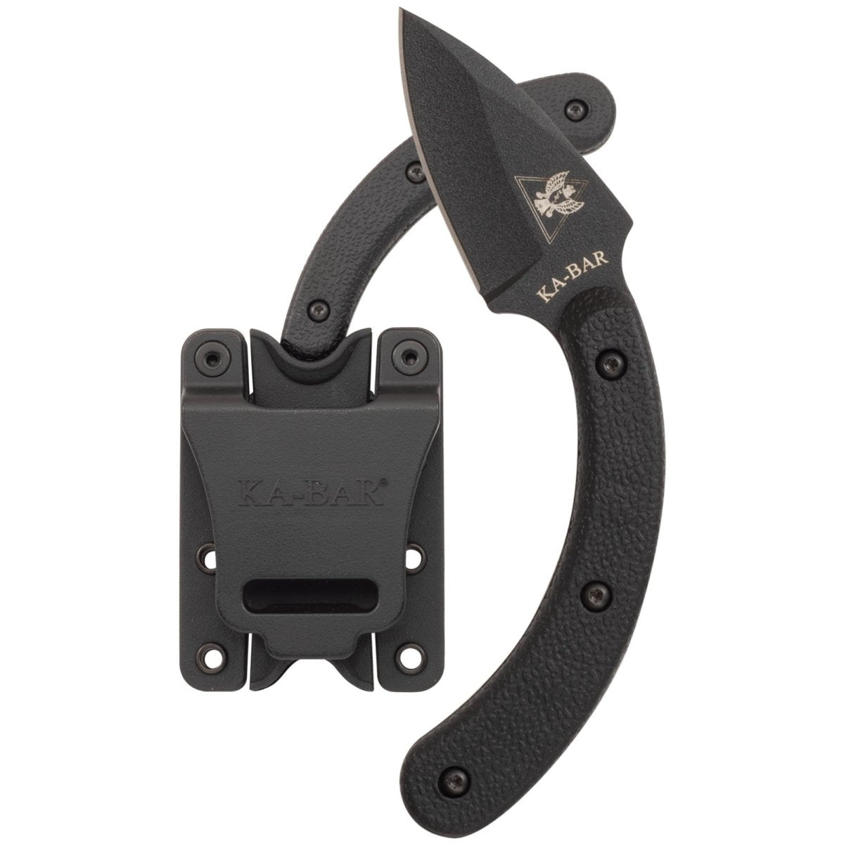 KA - BAR 1.875" Fixed Blade Knife w/ Sheath and Clip - Black - Forza Sports