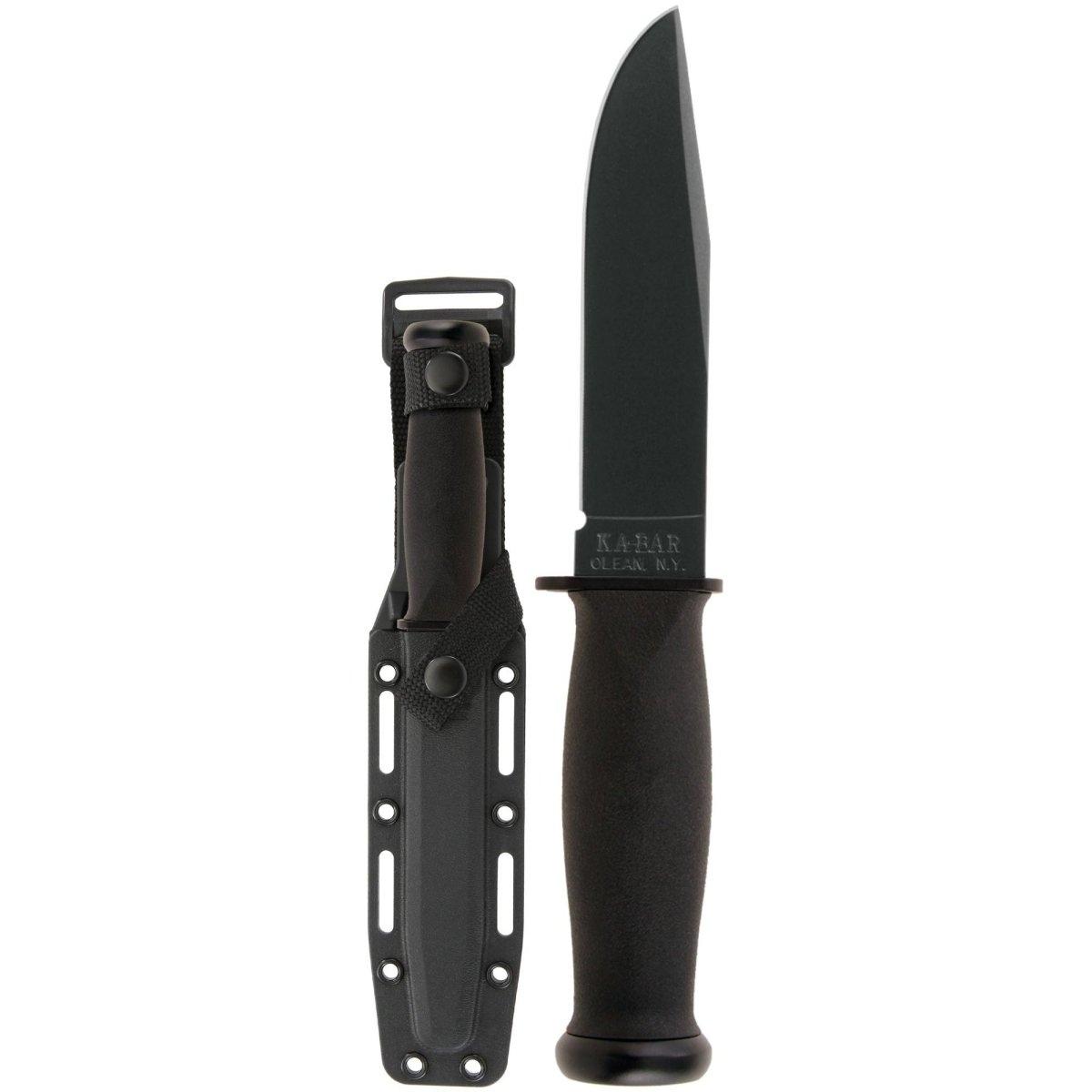 KA - BAR 5.125" Fixed Blade Mark I Kraton G Knife w/ Sheath - Black - Forza Sports