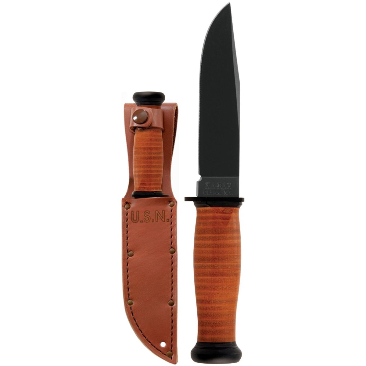 KA - BAR 5.125" Fixed Blade Mark I Knife w/ Sheath - Brown - Forza Sports