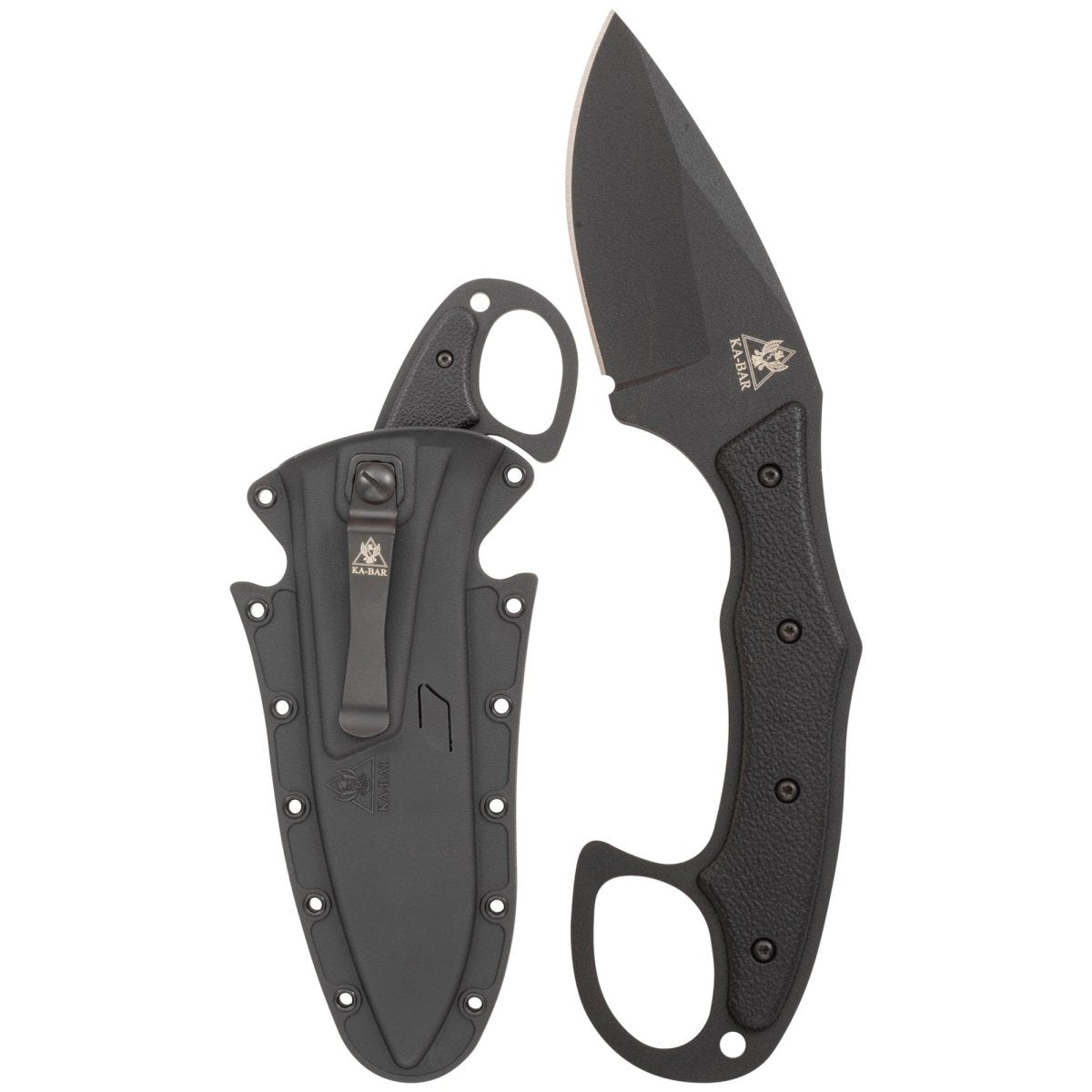 KA - BAR 3.1875" Fixed Blade TDI Pocket Strike Knife w/ Sheath - Black - Forza Sports