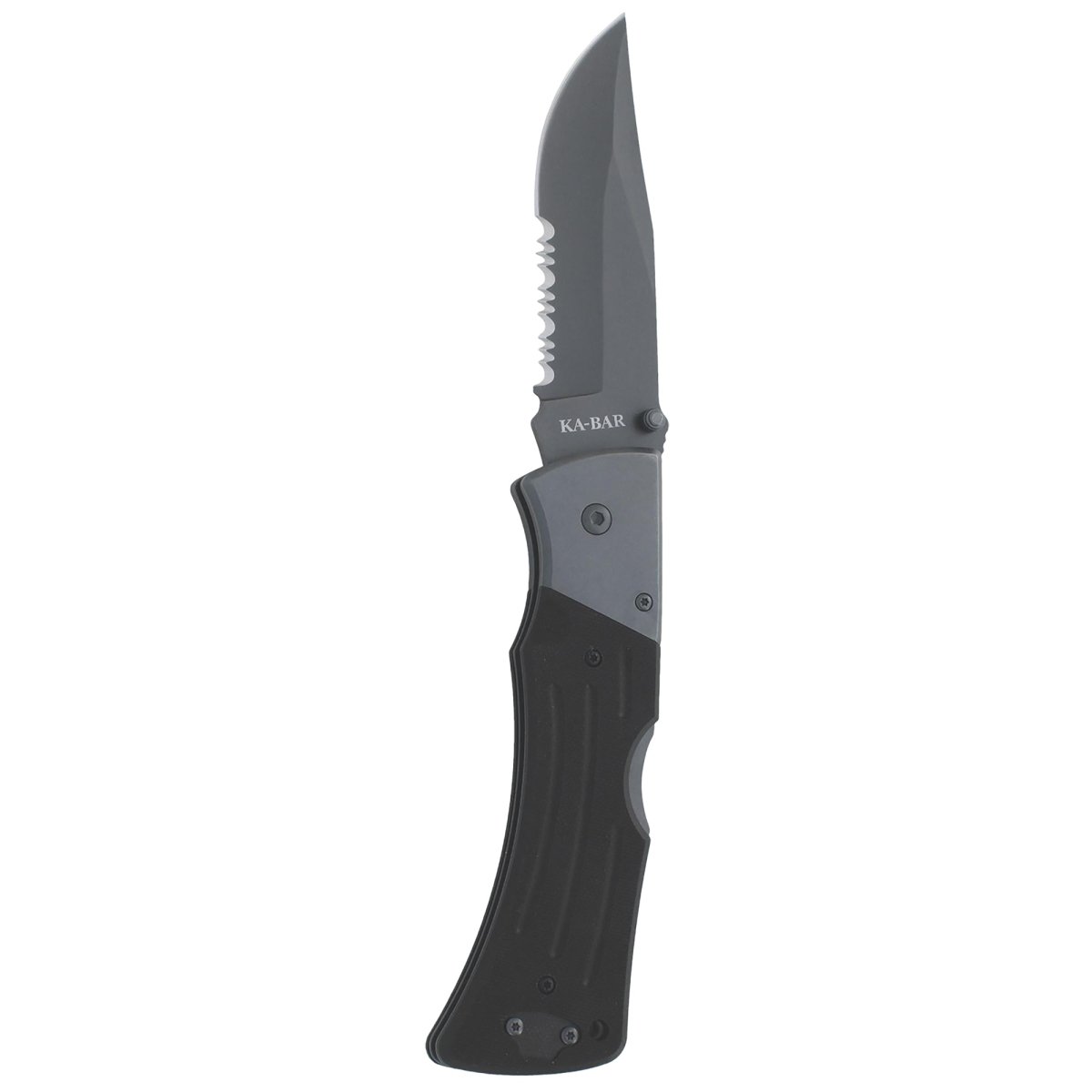 KA - BAR 3.938" Blade G10 Mule Serrated Folder Knife w/ Pocket Clip - Black - Forza Sports