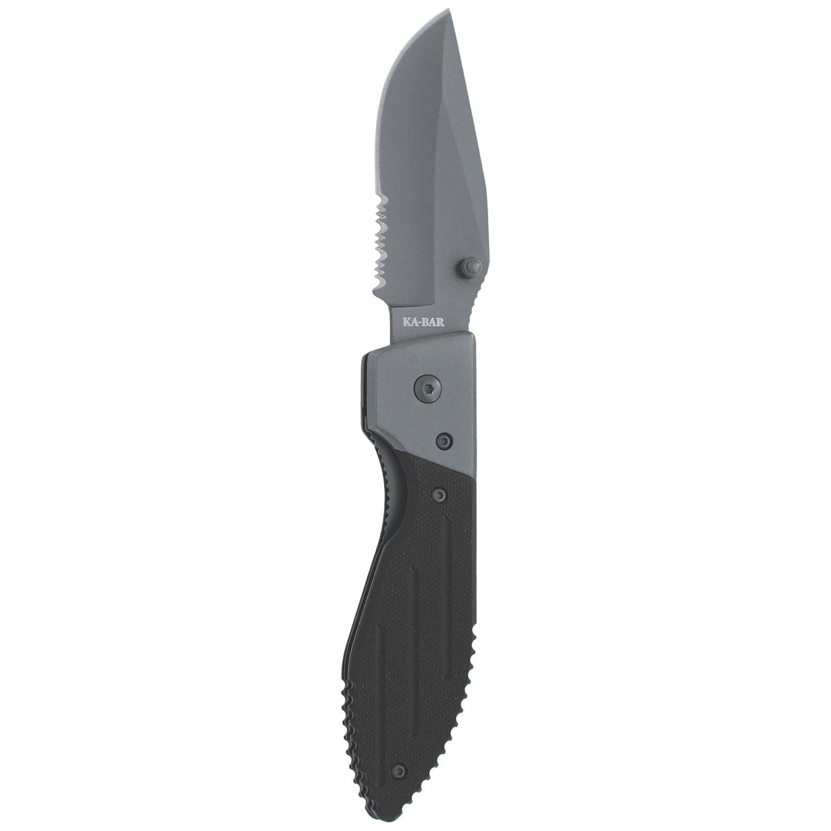 KA - BAR 3" Blade Warthog Folder Partially Serrated Knife w/ Pocket Clip - Black - Forza Sports