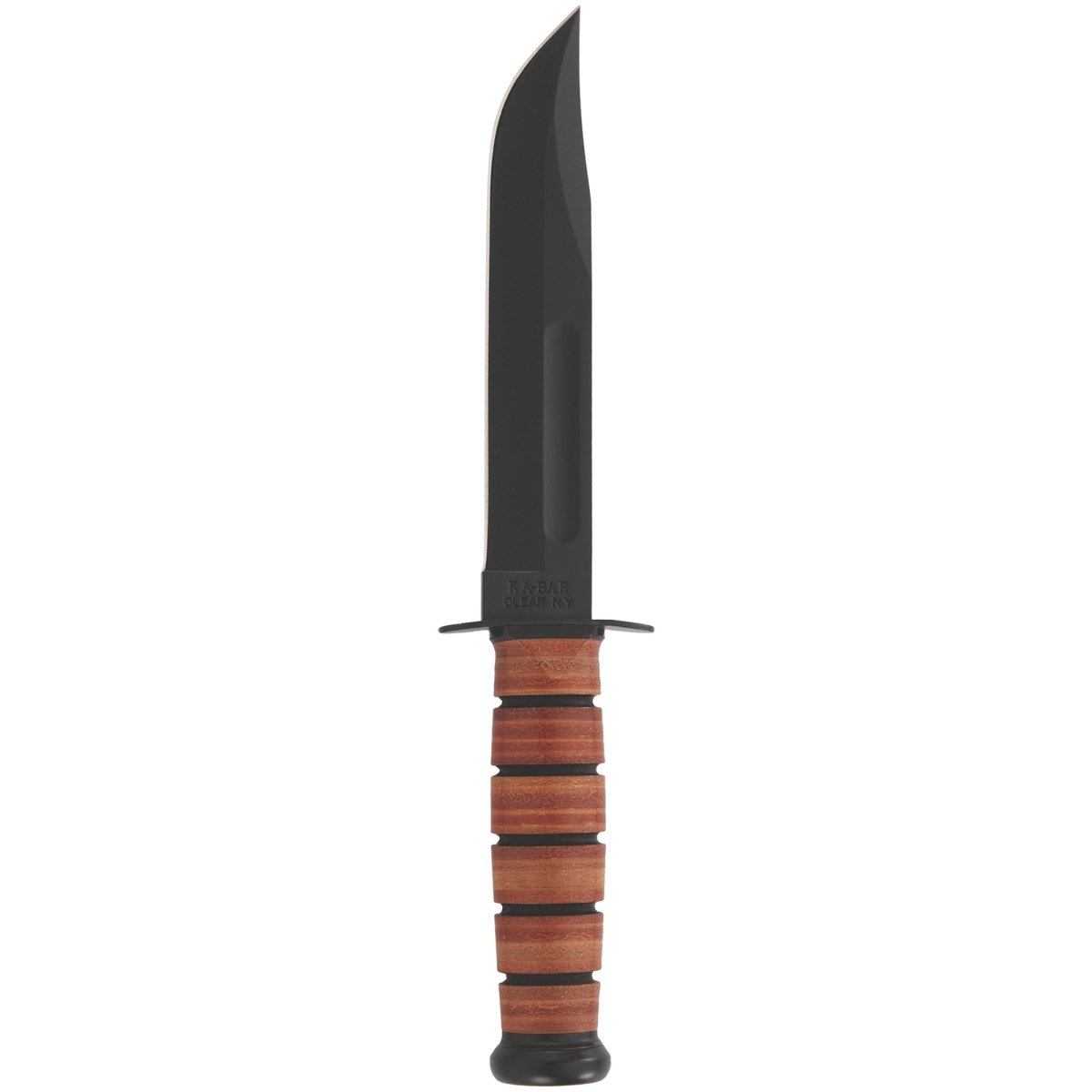 KA - BAR USMC 7" Straight Edge Clip Point Fixed Blade Knife w/ Sheath - Brown - Forza Sports