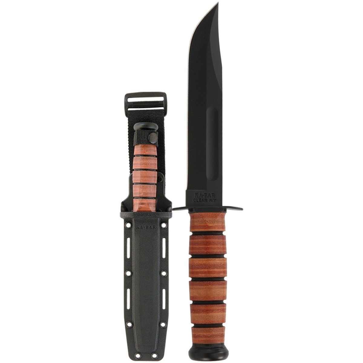 KA - BAR US Navy Straight Edge 7" Fixed Blade Knife w/ Sheath - Brown - Forza Sports