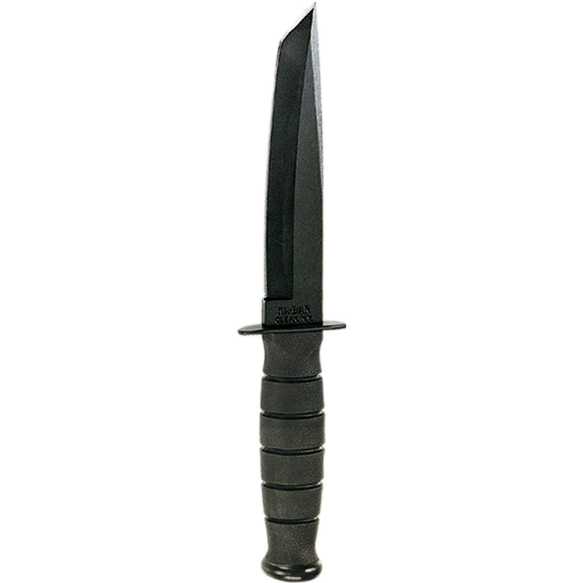 KA - BAR 5.25" Fixed Blade Smooth Edge Short Tanto Knife w/ Sheath - Black - Forza Sports