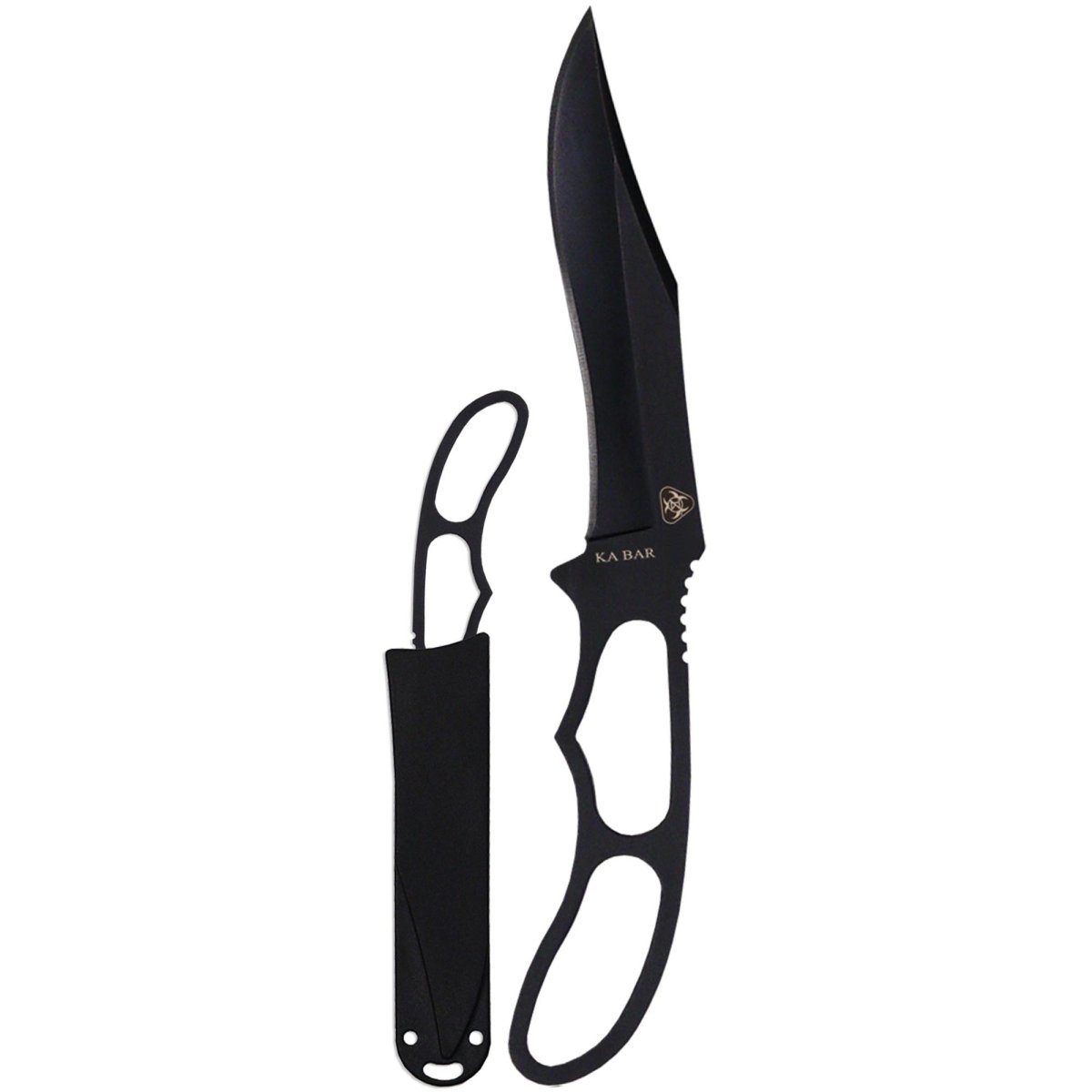 KA - BAR 3.125" Fixed Blade Acheron Skeleton Knife w/ Sheath - Black - Forza Sports