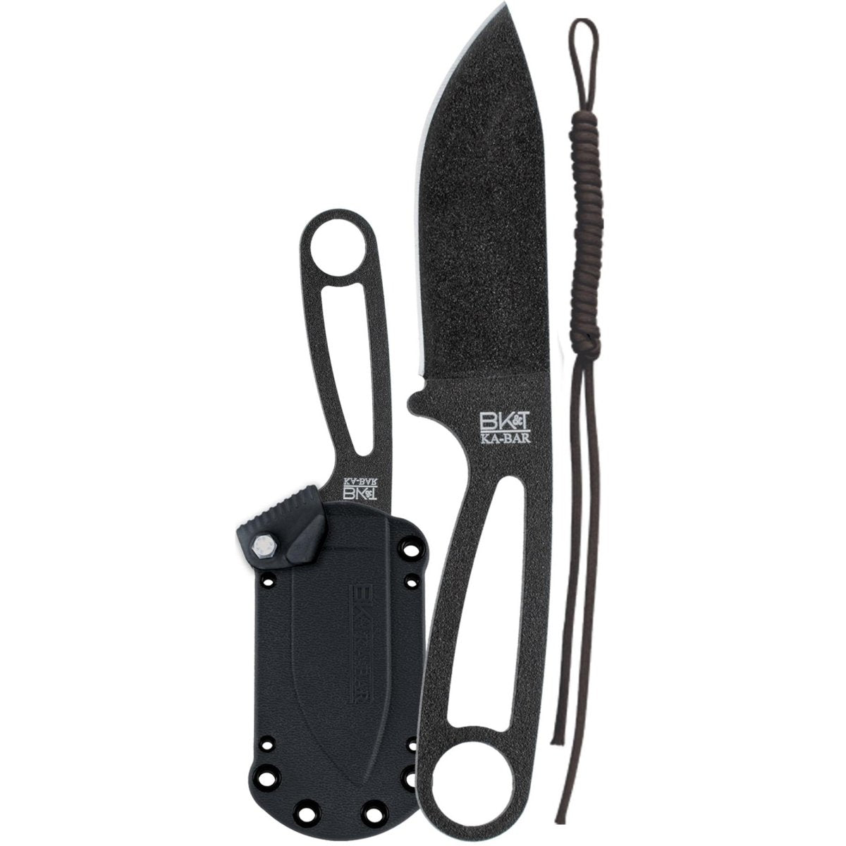 KA - BAR 3.25" Fixed Blade Becker Eskabar Knife w/ Sheath and Cord - Black - Forza Sports
