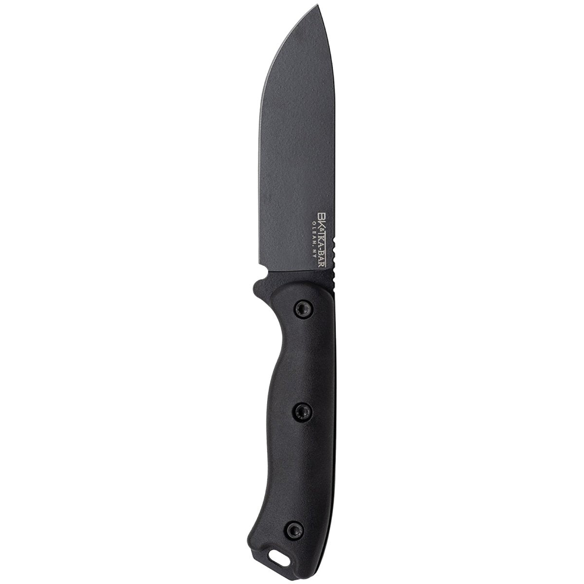 KA - BAR 4.375" Fixed Blade Becker Short Drop Point Knife w/ Sheath - Black - Forza Sports