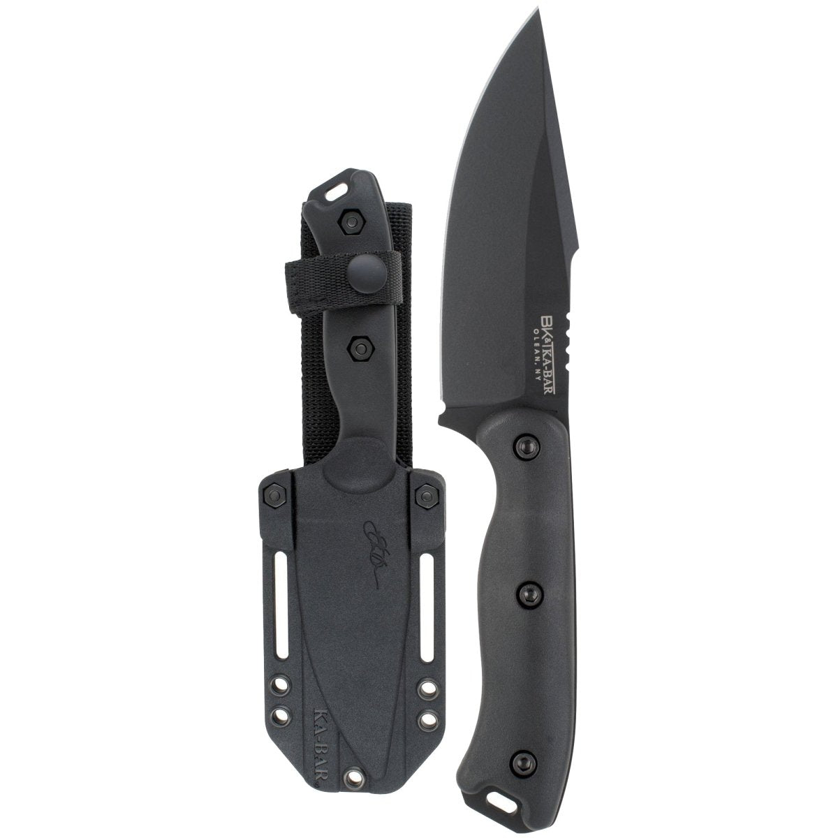 KA - BAR 4.5" Straight Edge Fixed Blade BK18 Becker Harpoon w/ Sheath - Black - Forza Sports