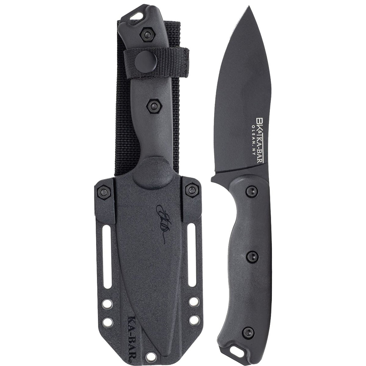 KA - BAR 4" Becker Nessmuk Knife with Sheath - Black - Forza Sports