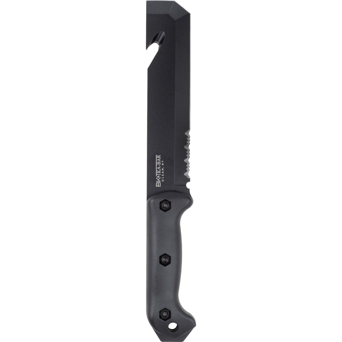 KA - BAR 7" Partially Serrated Blade Becker Tac Tool w/ Sheath - Black - Forza Sports