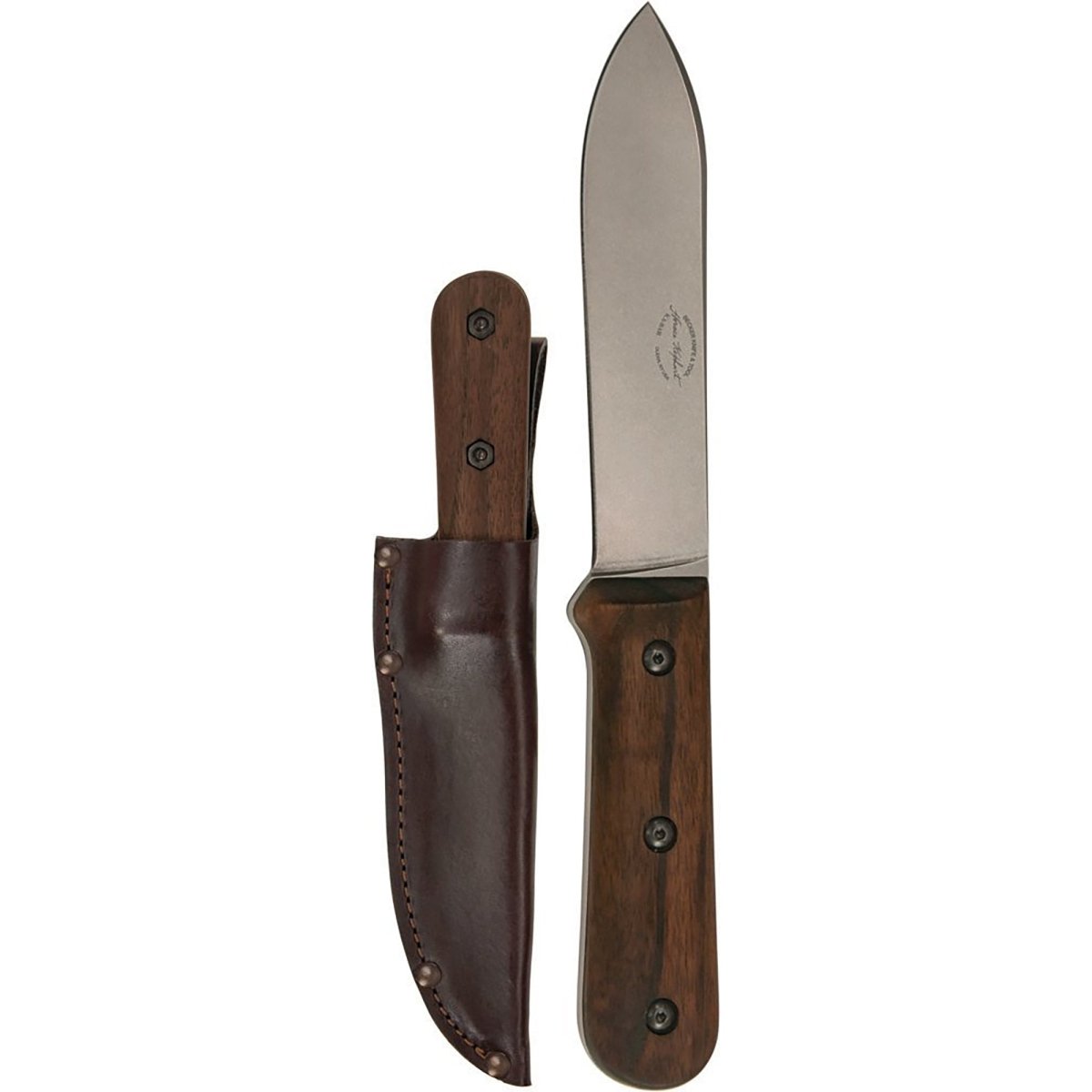 KA - BAR 5.125" Straight Edge Fixed Blade Kephart Knife w/ Sheath - Brown - Forza Sports