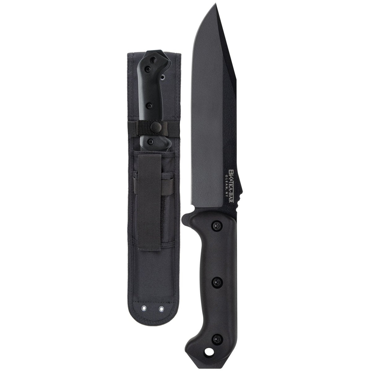 KA - BAR 7.25" Straight Edge Blade Becker Combat Utility Knife - w/ Sheath - Black - Forza Sports