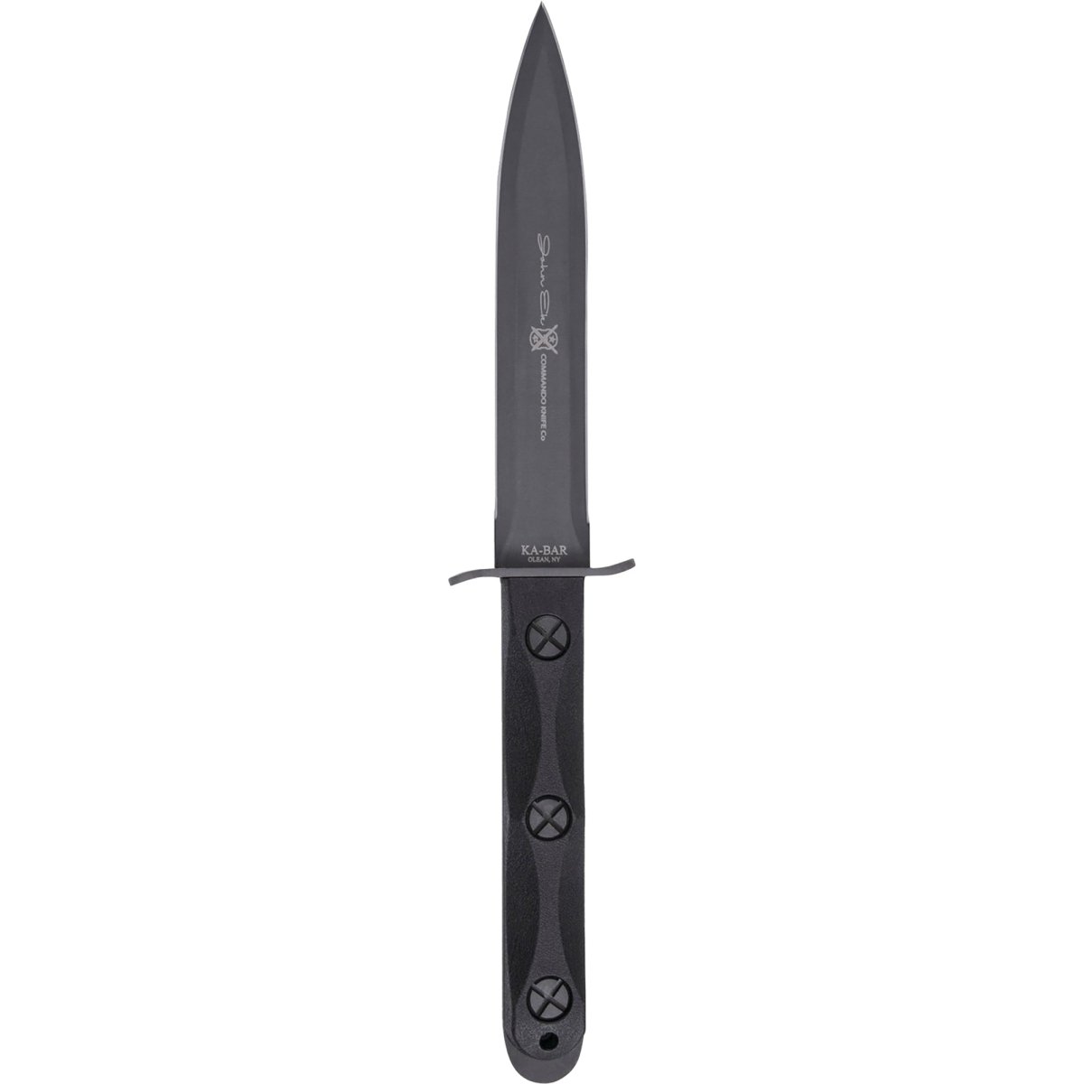 KA - BAR 1.125" Double - Edged Spear Point Blade EK Model 4 Knife w/ Sheath - Black - Forza Sports