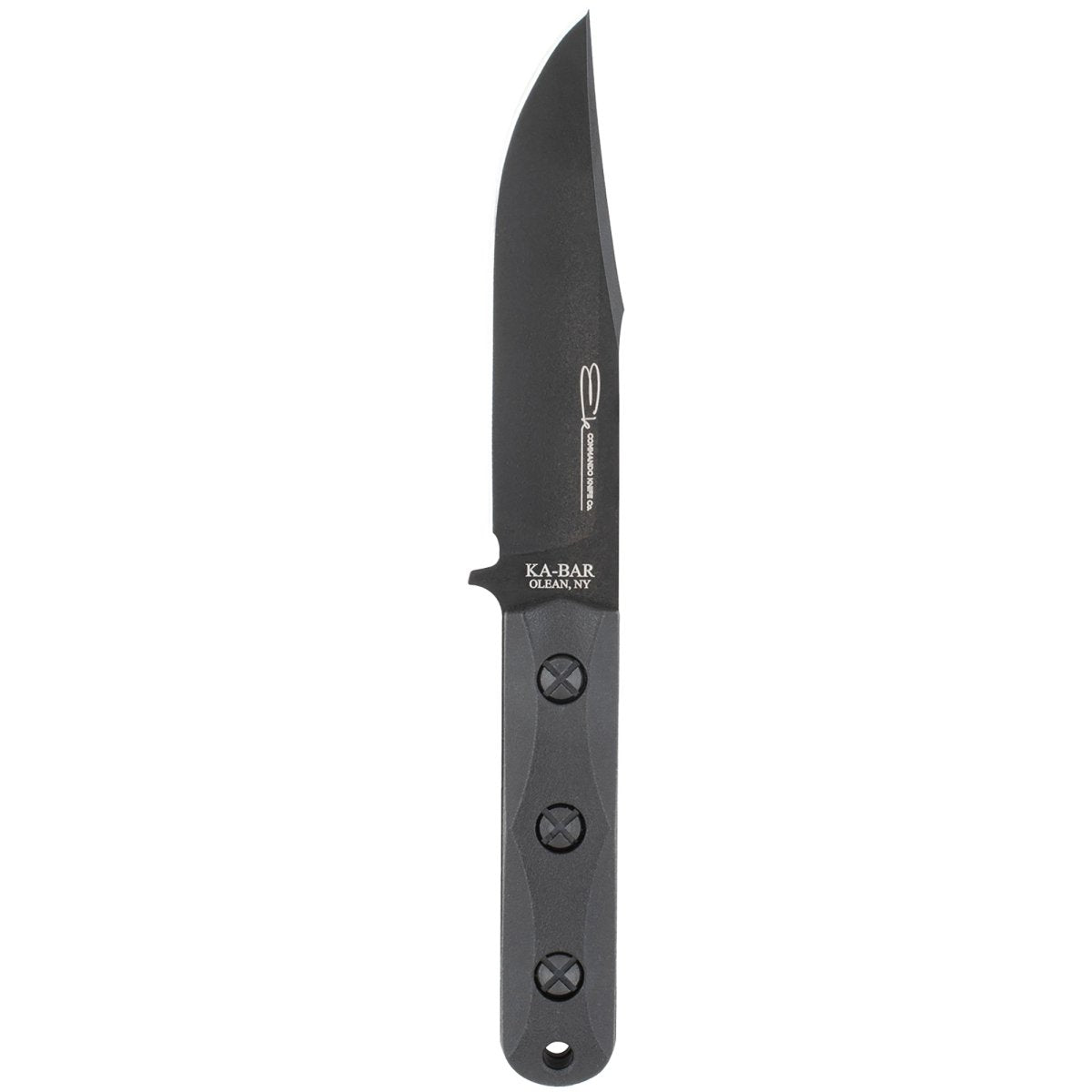 KA - BAR 1.3125" Fixed Blade Ek Commando Short Clip Point Knife w/ Sheath - Black - Forza Sports