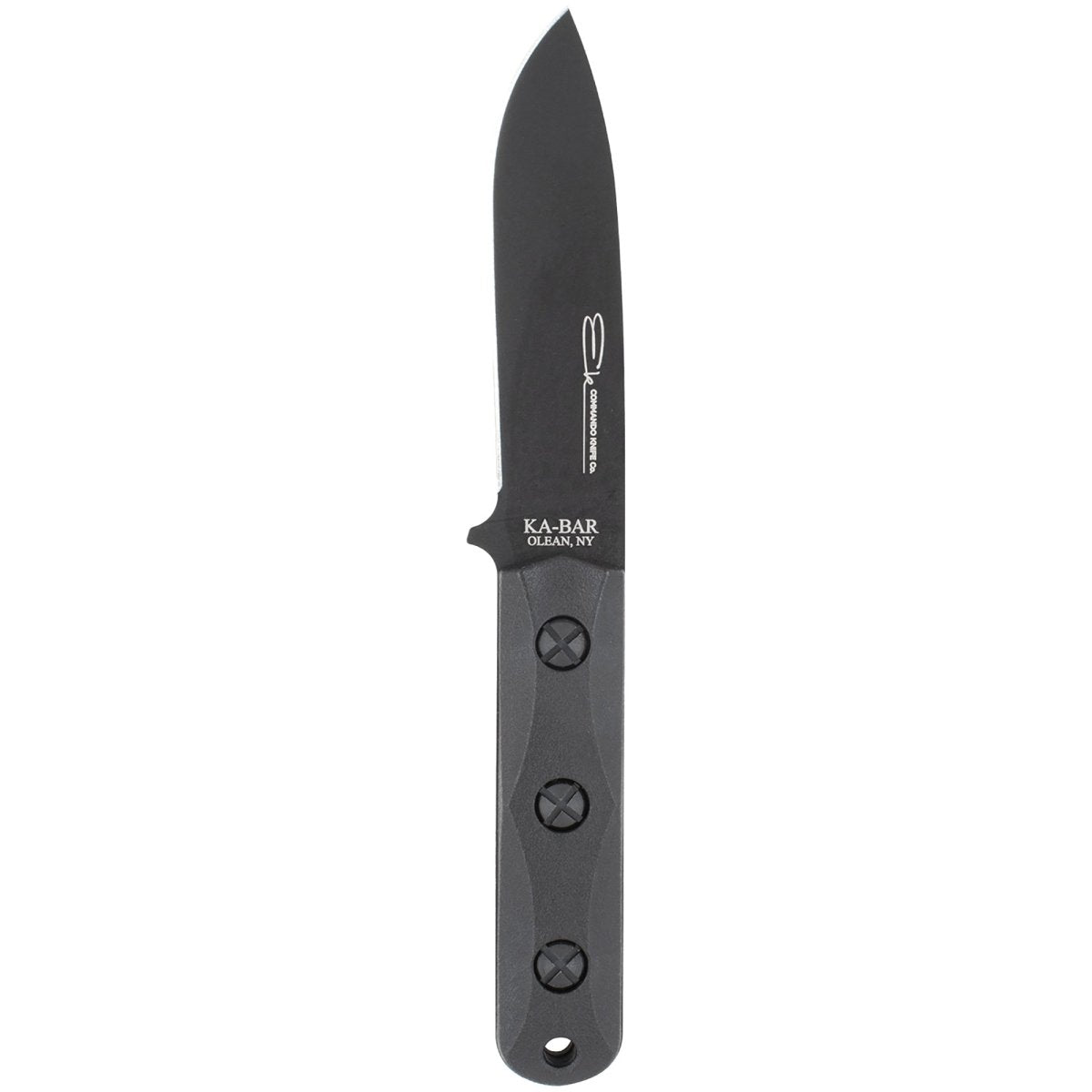 KA - BAR 4.3125" Fixed Blade Ek Commando Short Drop Point Knife w/ Sheath - Black - Forza Sports