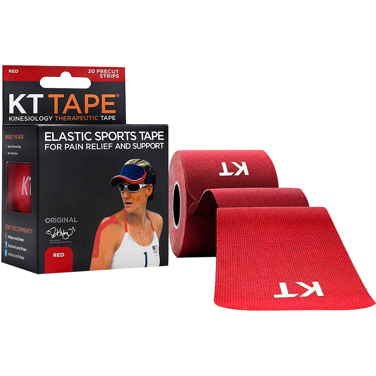 KT Tape Cotton 10" Precut Kinesiology Therapeutic Elastic Sports Roll, 20 Strips - Forza Sports