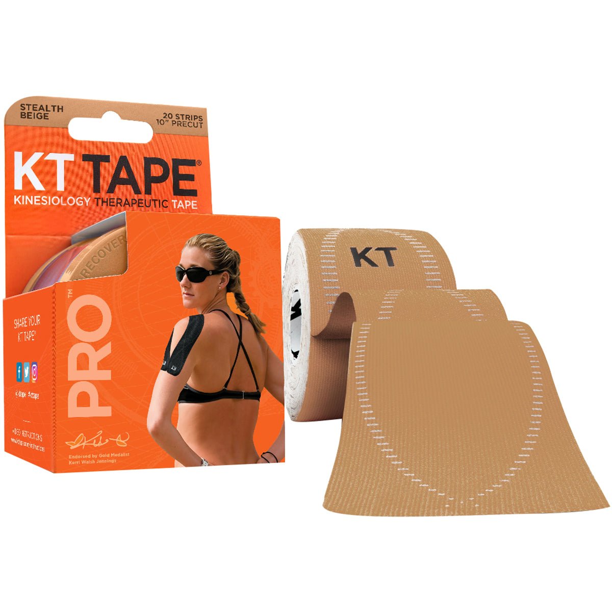 KT Tape Pro 10" Precut Kinesiology Therapeutic Elastic Sports Roll - 20 Strips - Forza Sports