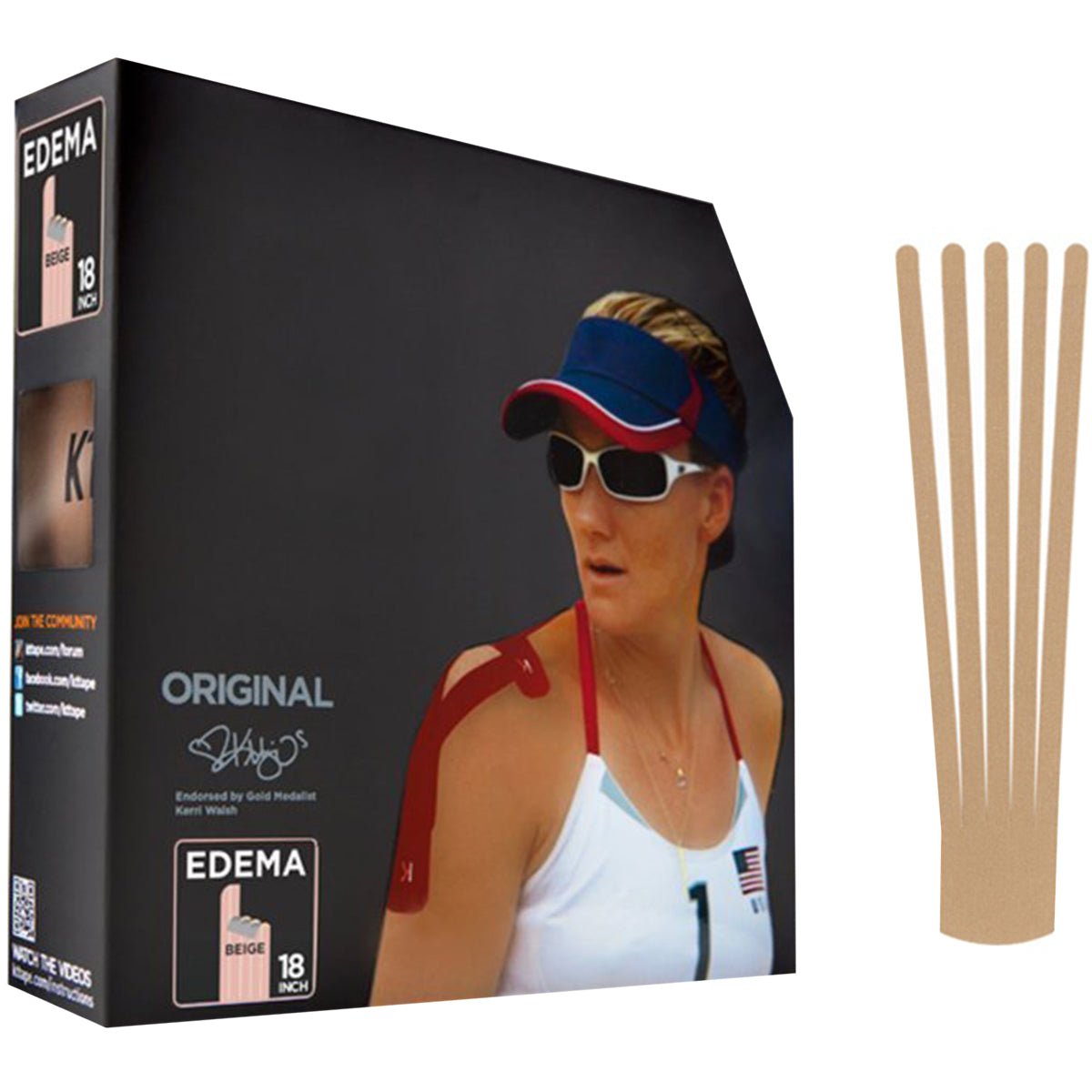 KT Tape Edema 18" Precut Cotton Kinesiology Therapeutic Sports, 83 Strips, Beige - Forza Sports