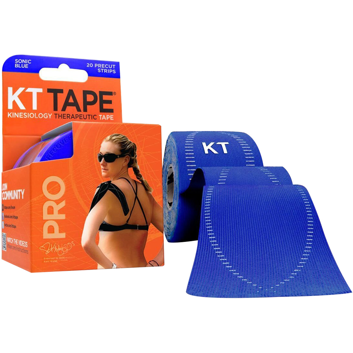 KT Tape Pro 10" Precut Kinesiology Elastic Sports Roll - 20 Strips - Sonic Blue KT Tape