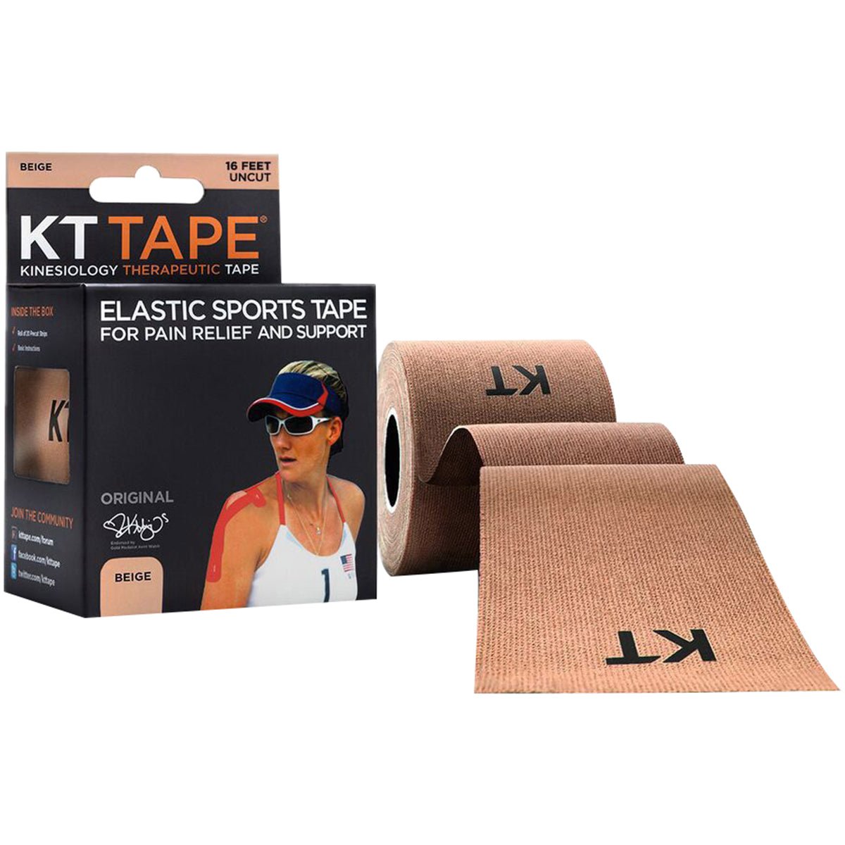 KT Tape Cotton 16 ft Uncut Kinesiology Therapeutic Elastic Sports Roll - Beige - Forza Sports