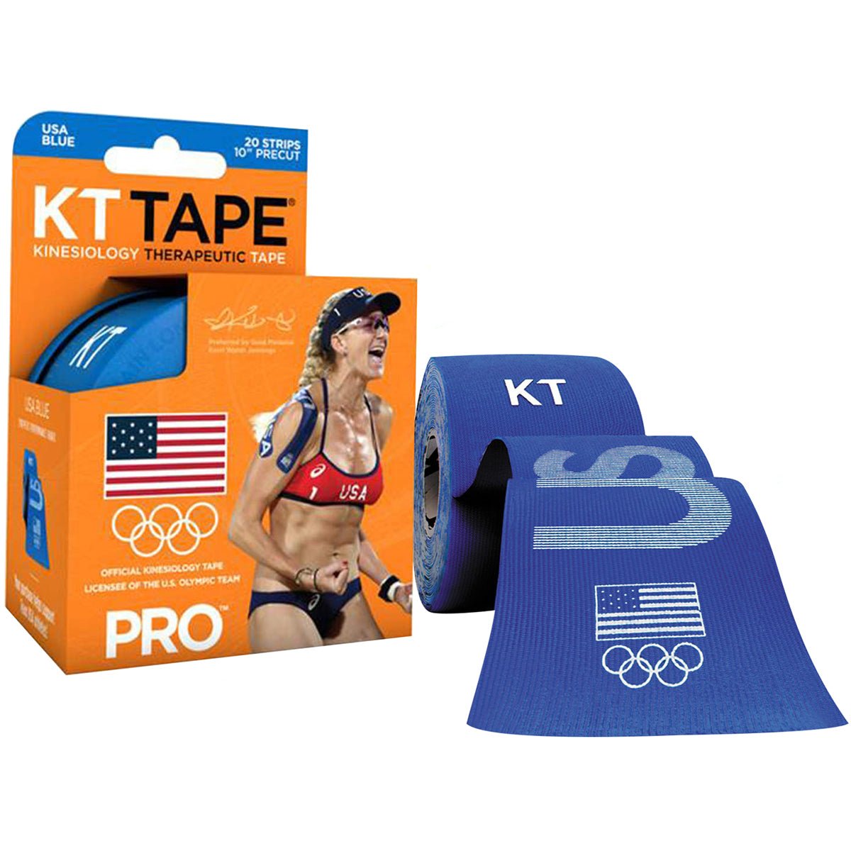 KT Tape Pro Team USA 10" Precut Kinesiology Therapeutic Sports Roll - 20 Strips - Forza Sports