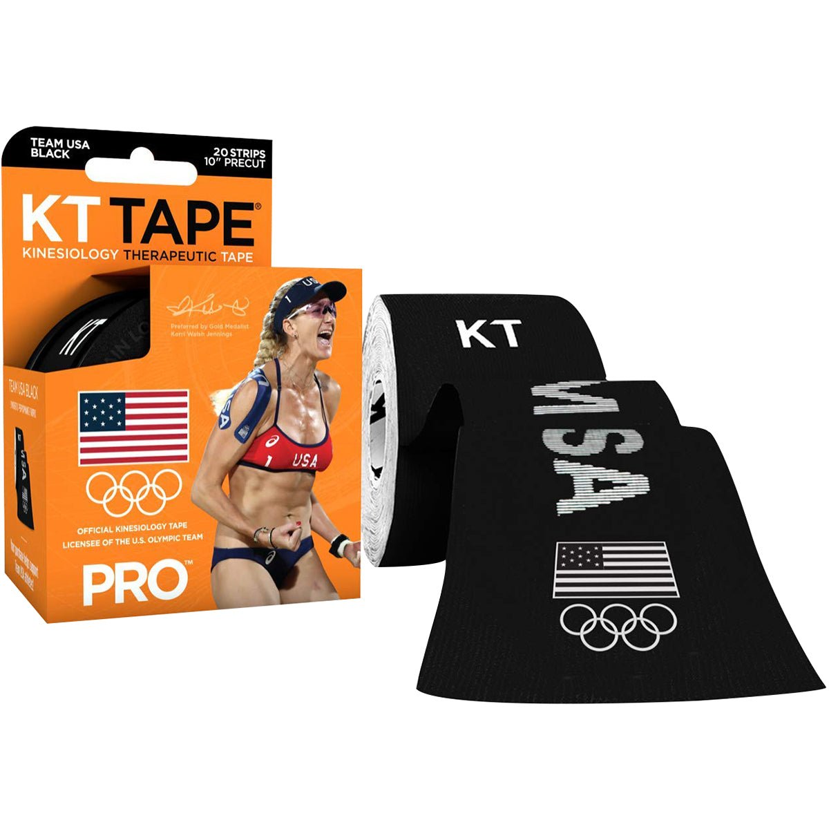 KT Tape Pro Team USA 10" Precut Kinesiology Therapeutic Sports Roll - 20 Strips - Forza Sports