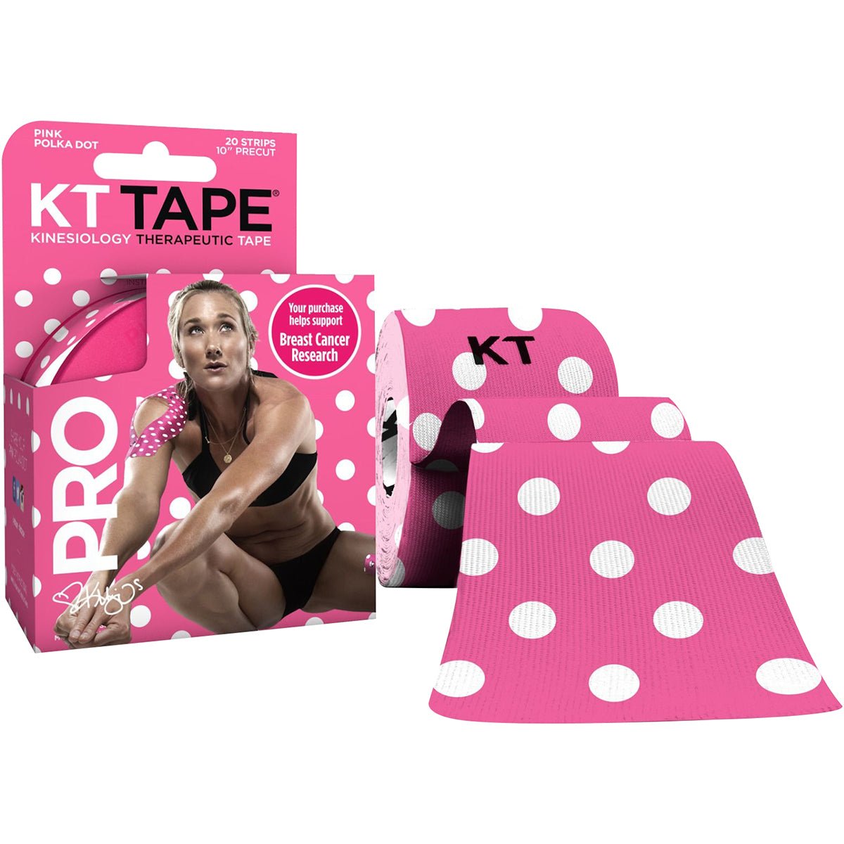 KT Tape Pro 10" Precut Kinesiology Elastic Sports Roll - 20 Strips - Polka Dots - Forza Sports