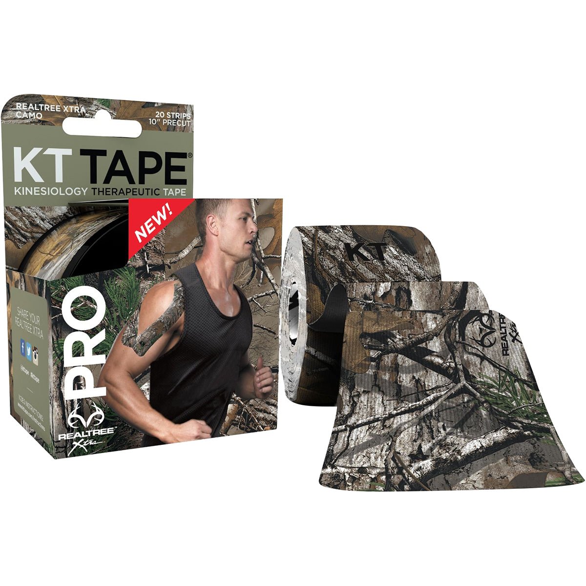 KT Tape Pro 10" Precut Kinesiology Elastic Sports Roll - 20 Strips, Digital Camo - Forza Sports
