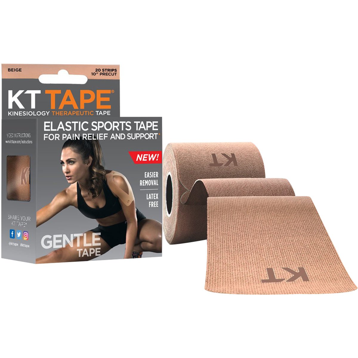 KT Tape Gentle 10" Cotton Precut Kinesiology Therapeutic Sports Roll - Beige - Forza Sports