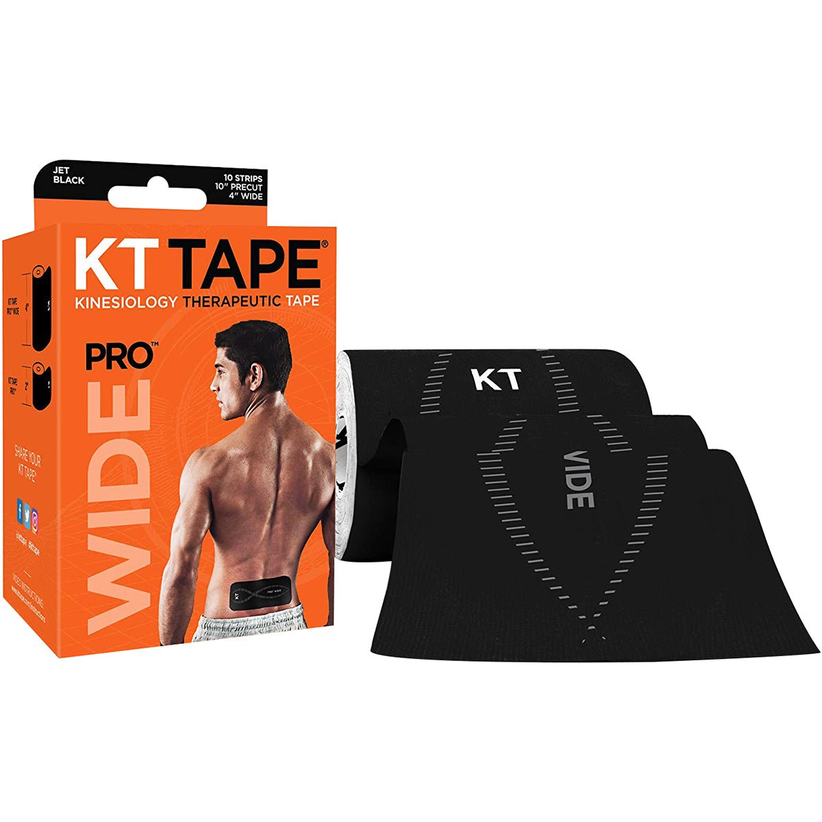 KT Tape Pro Wide 10" Precut Kinesiology Therapeutic Elastic Roll - 10 Strips - Forza Sports