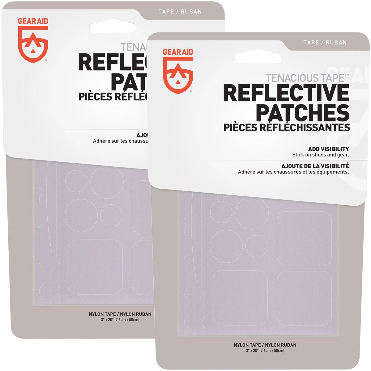 Gear Aid Tenacious Tape No - Sew Peel and Stick Reflective Patches - 2 - Pack - Forza Sports