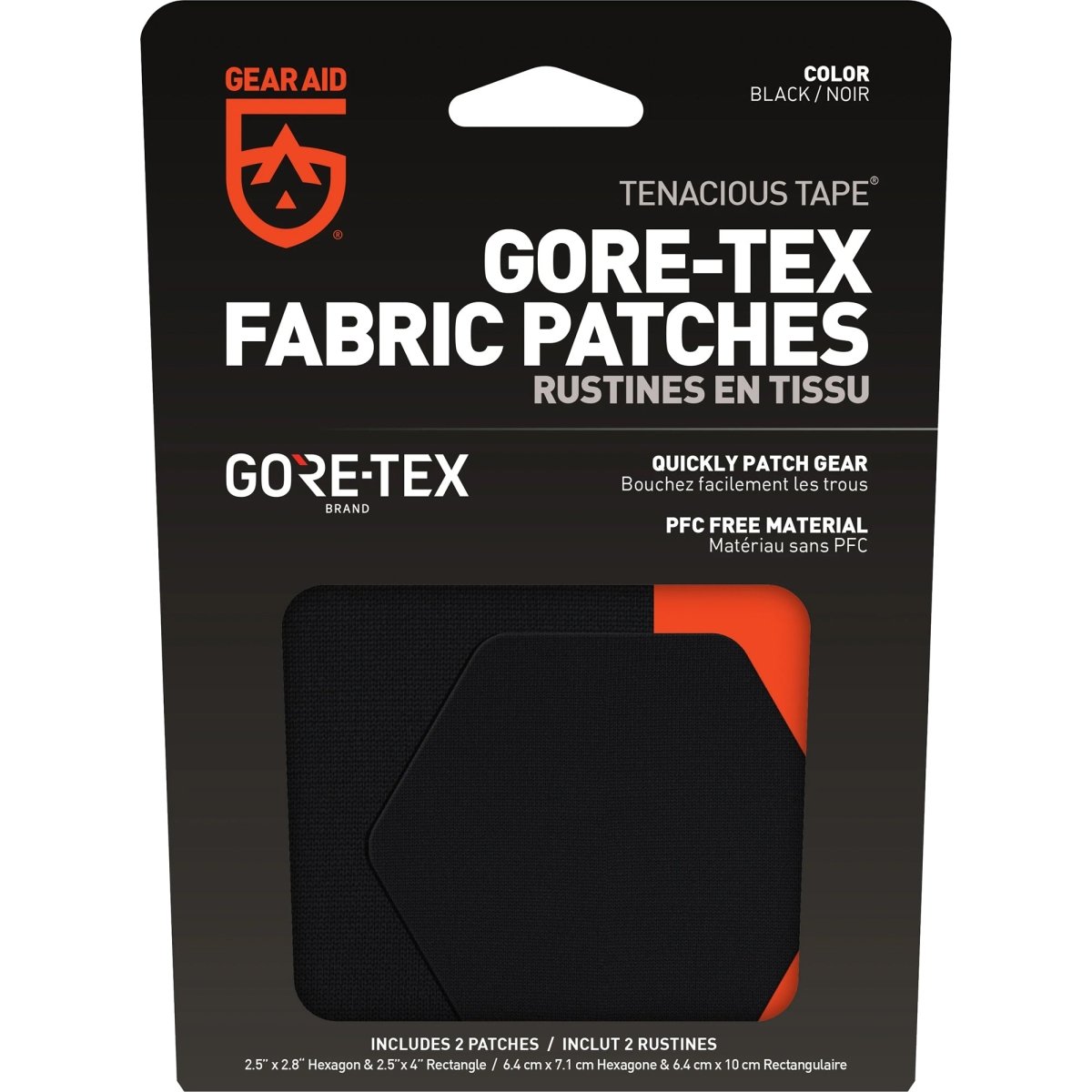 Gear Aid Tenacious Tape GORE - TEX Fabric Patches 2 - Pack - Black - Forza Sports