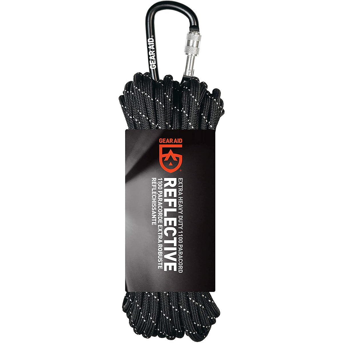 Gear Aid 50 ft. Extra Heavy Duty 1100 Paracord with Carabiner - Black/Reflective - Forza Sports