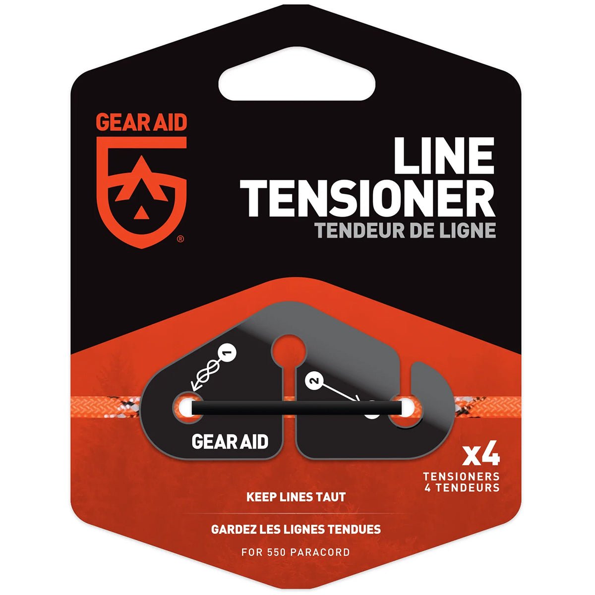 Gear Aid Outdoor Camping Line Tensioner 4 - Pack - Black - Forza Sports