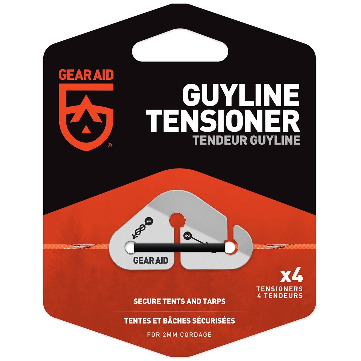 Gear Aid Outdoor Camping Guyline Tensioner 4 - Pack - Silver - Forza Sports