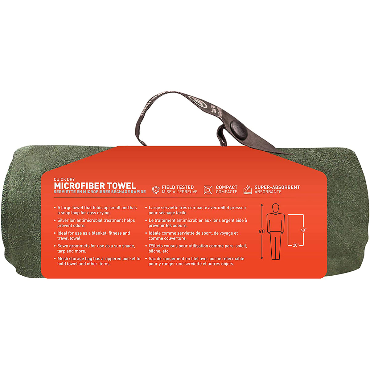 McNett Tactical Microfiber Ultra Compact Towel - OD Green Gear Aid