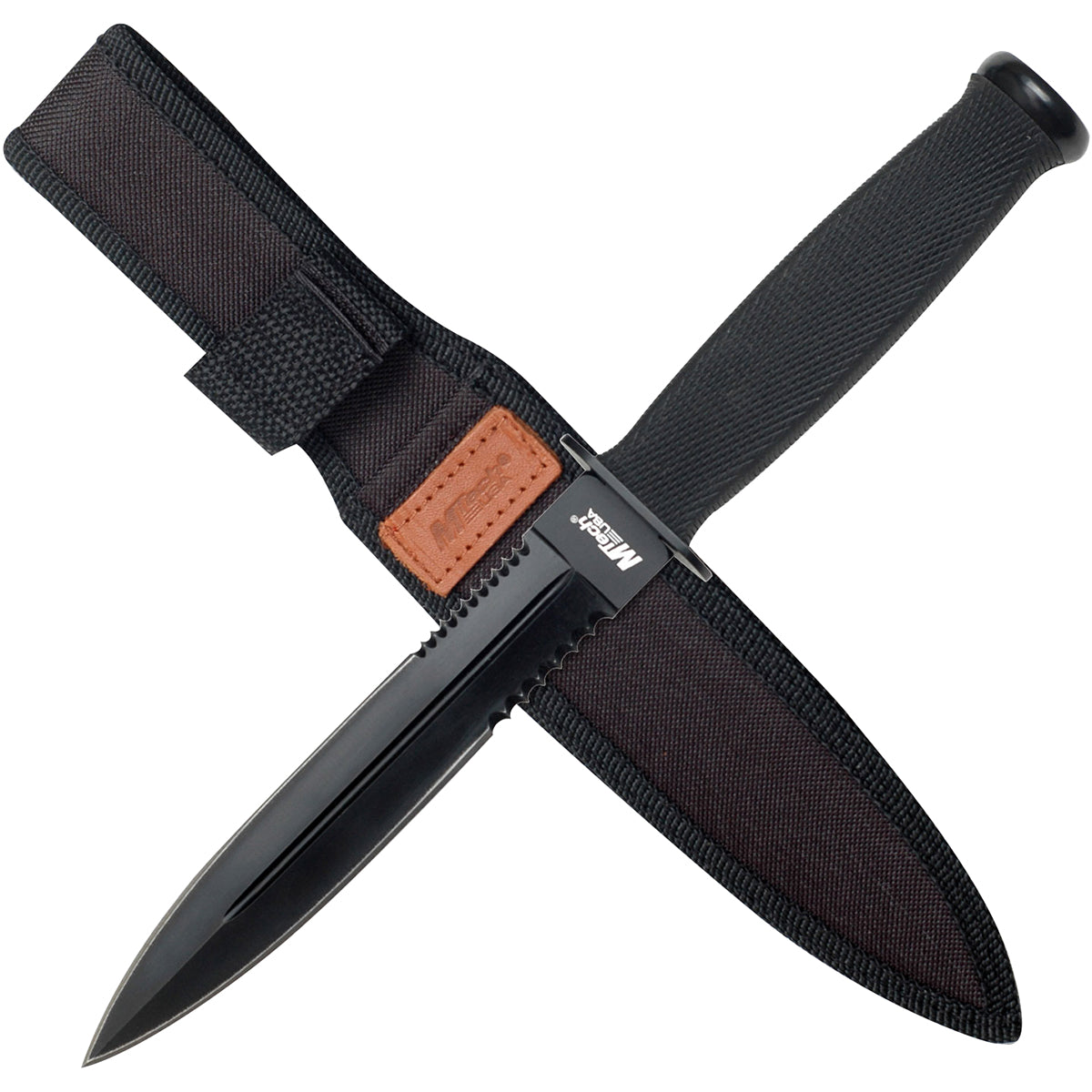 MTech USA Fixed Blade Dagger Knife, Serrated Double Edge, 11.5" Overall, MT-225 M-Tech