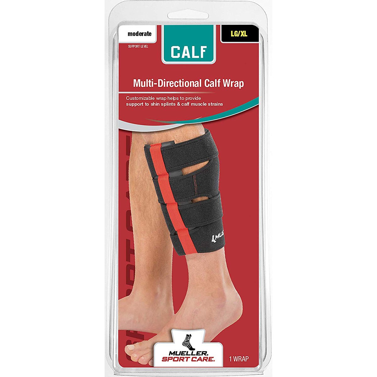 Mueller Multi - Directional Calf Wrap - L/XL - Black/Red - Forza Sports