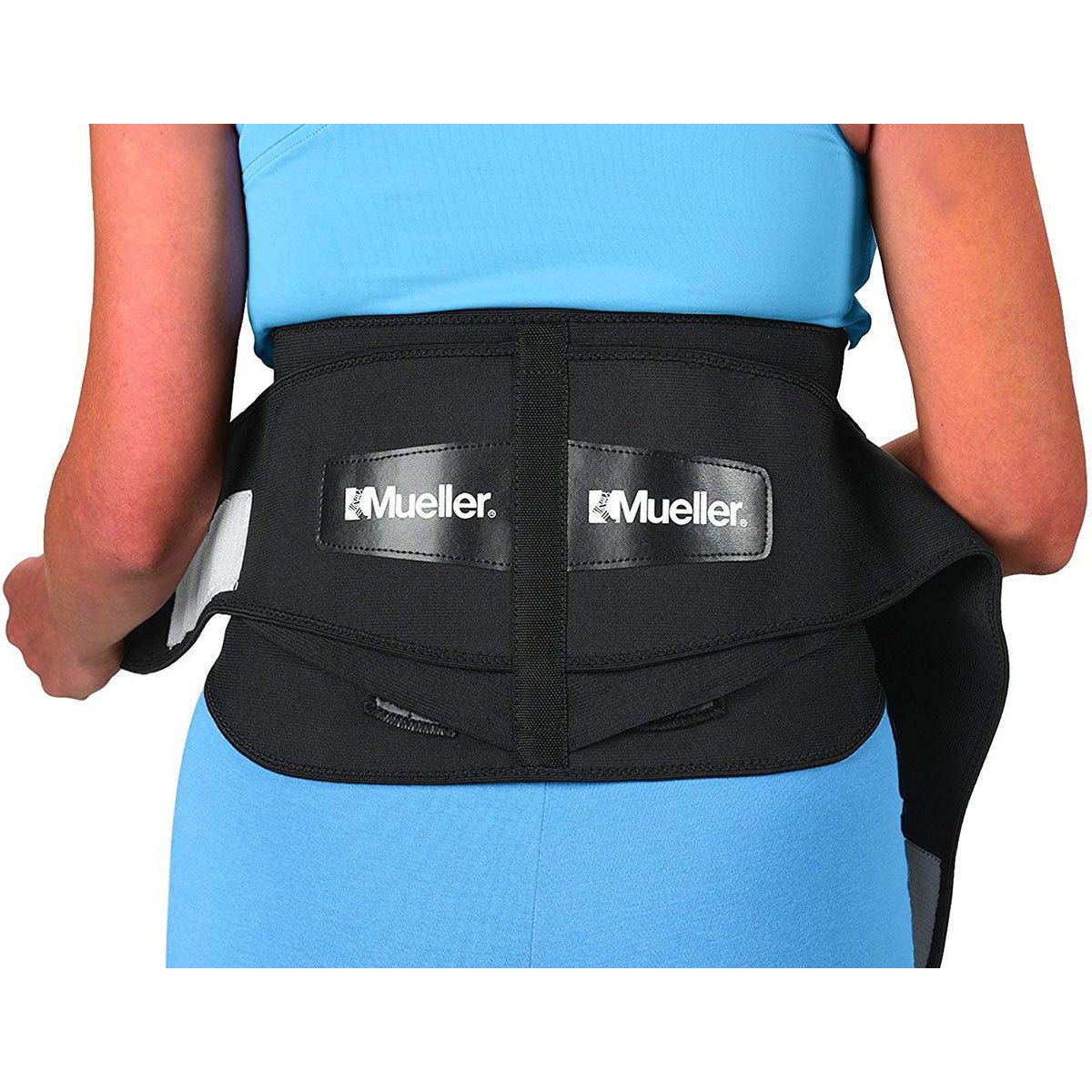 Mueller Adjustable Back Brace with Lumbar Pad - Regular - Black - Forza Sports