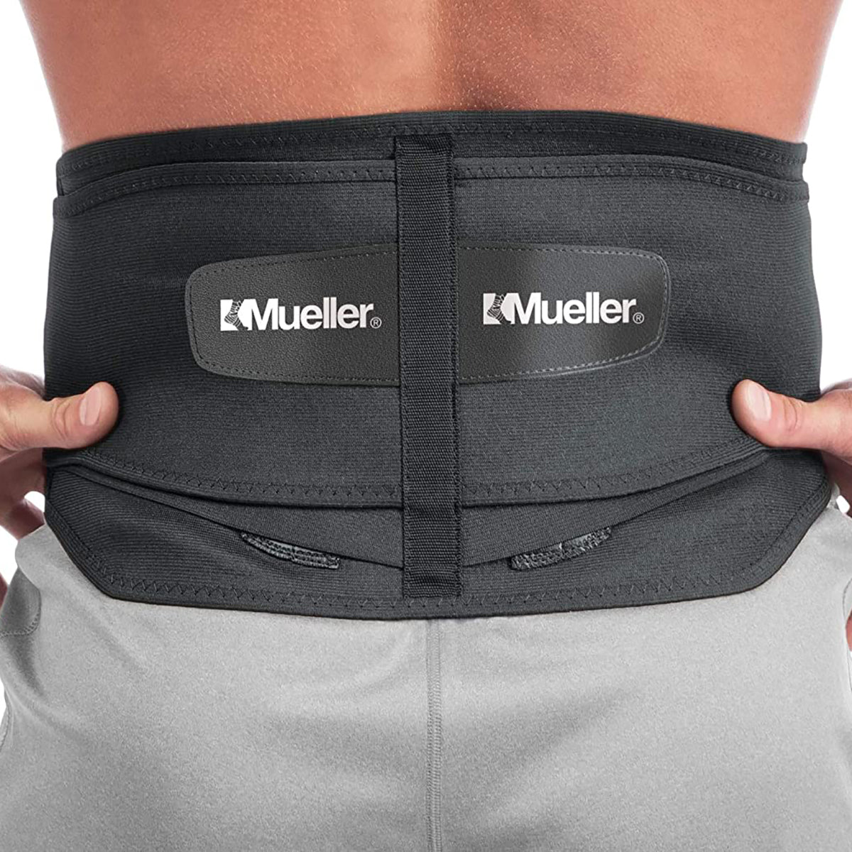 Mueller Plus Size Adjustable Back Brace w/Lumbar Pad - Black - Forza Sports