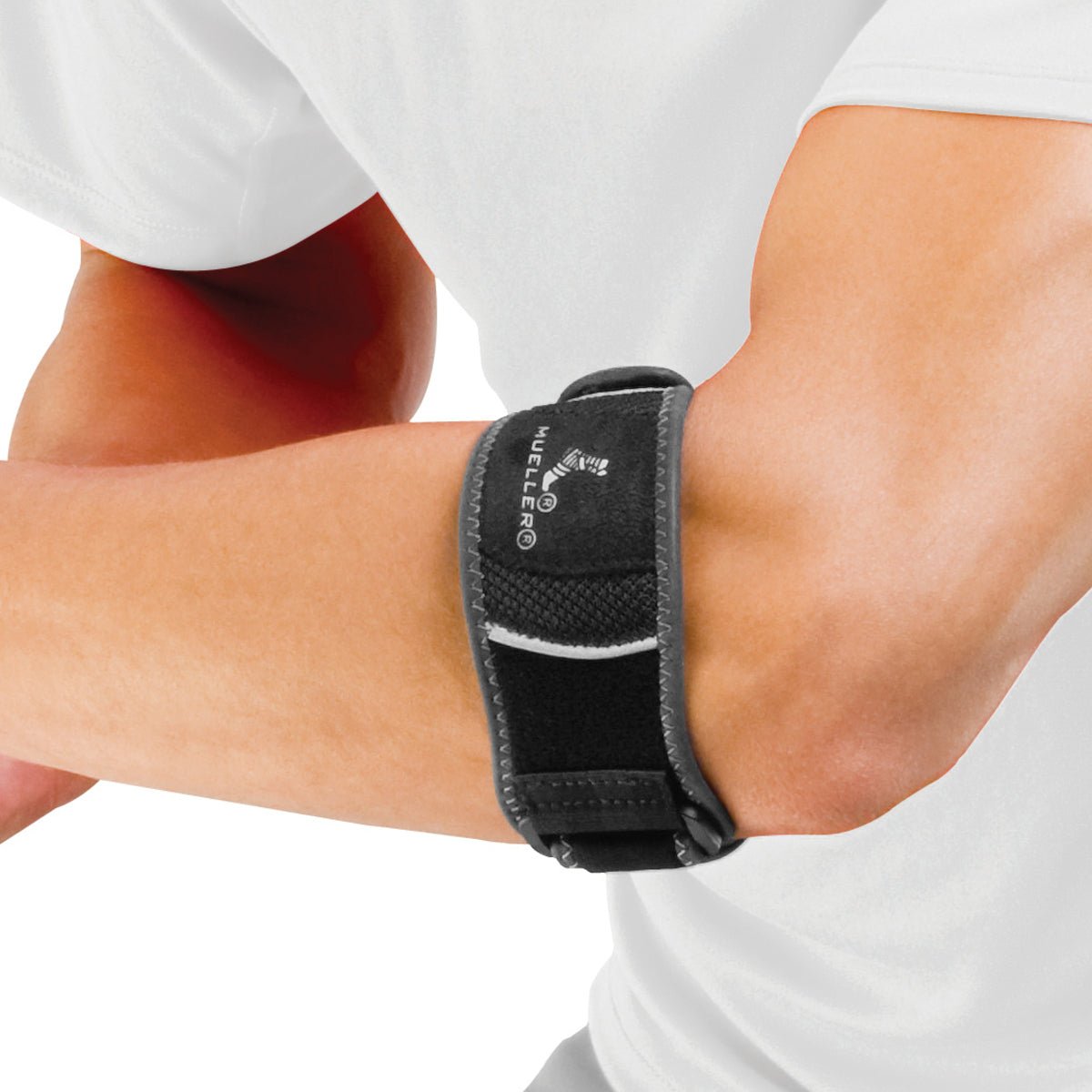 Mueller HG80 Premium Latex & Neoprene - Free Tennis Elbow Brace - L/XL - Black/Gray - Forza Sports
