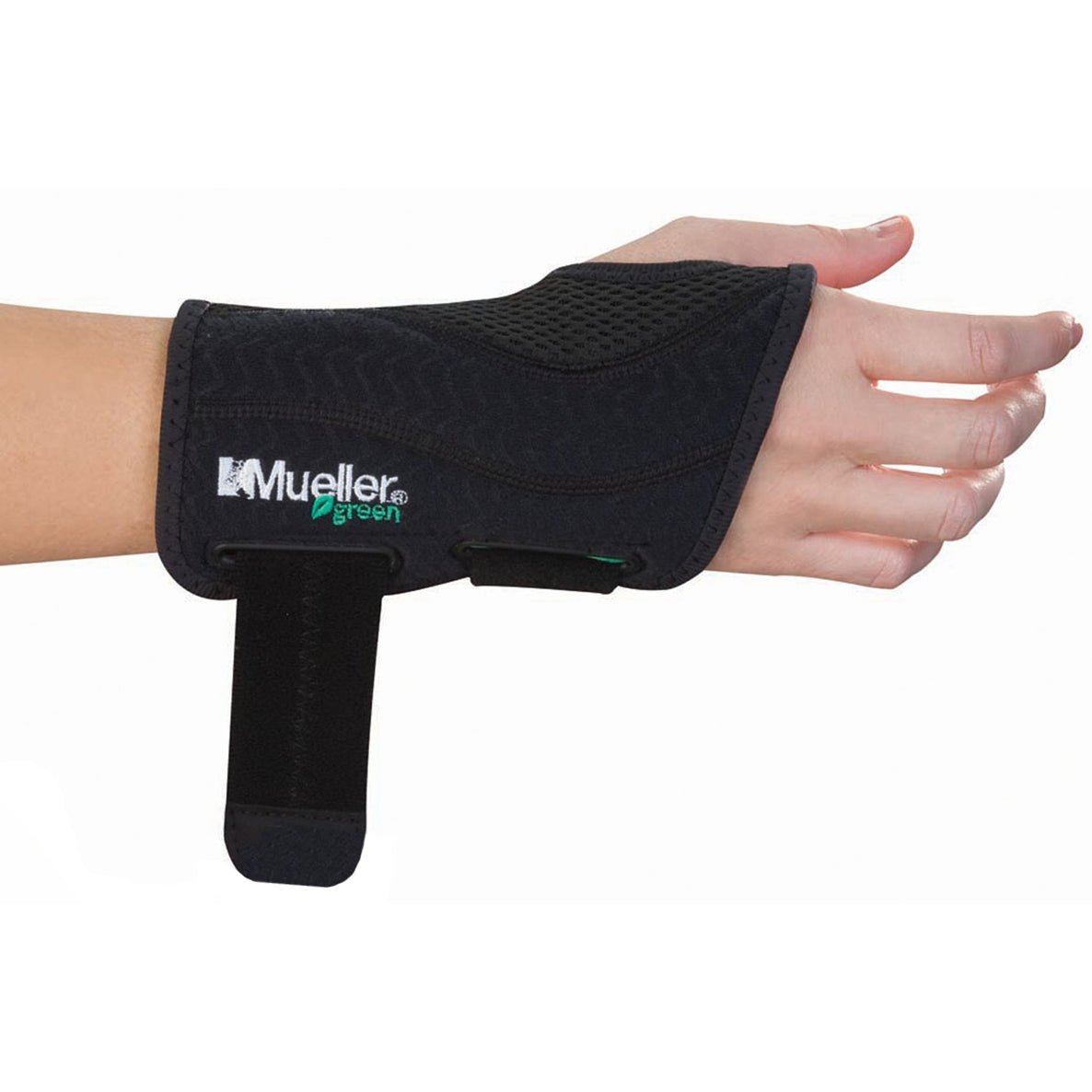Mueller Green Fitted Right Hand Wrist Brace - Black - Forza Sports