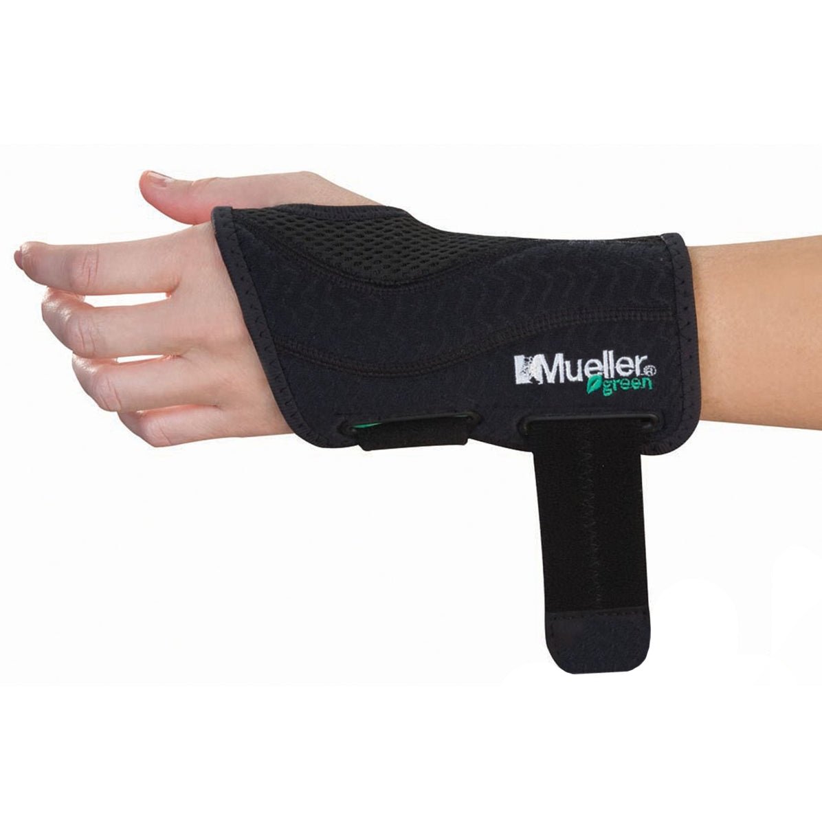Mueller Green Fitted Left Hand Wrist Brace - Black - Forza Sports