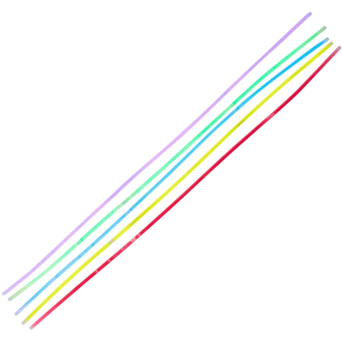 Set of colorful arrow replacement glowstick arranged diagonally on a white background