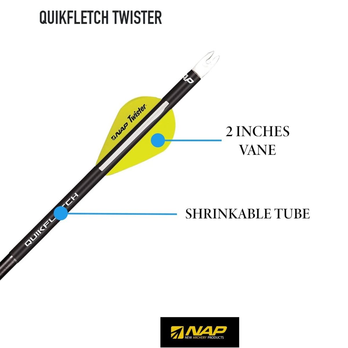 New Archery Products Quikfletch 2" Twister Black Tube - Forza Sports